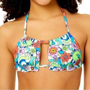 No Boundaries Retro Floral Multiwear Bikini Top Juniors XL 15-17 NWT